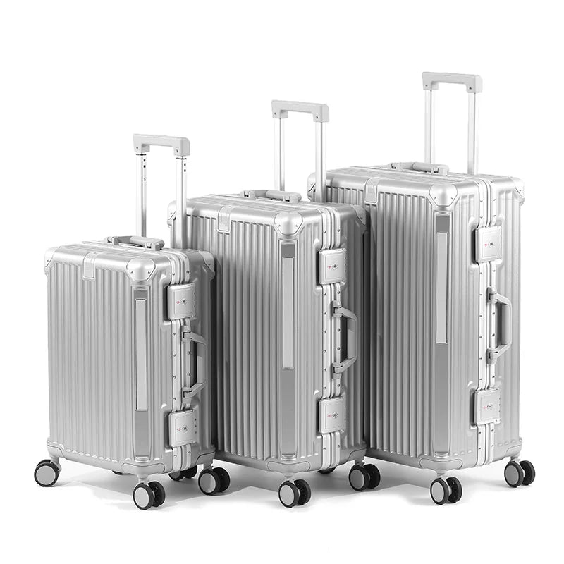 Stijlvolle harde reiskoffer met aluminium frame, TSA slot en soepele 360° spinnerwielen voor comfortabel transport.