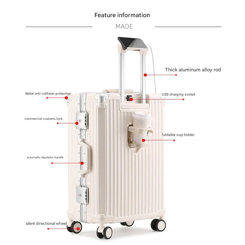 Robuuste harde koffer met aluminium frame voor elke reis. Geschikt als handbagage of ruimbagage. Maximale veiligheid.
