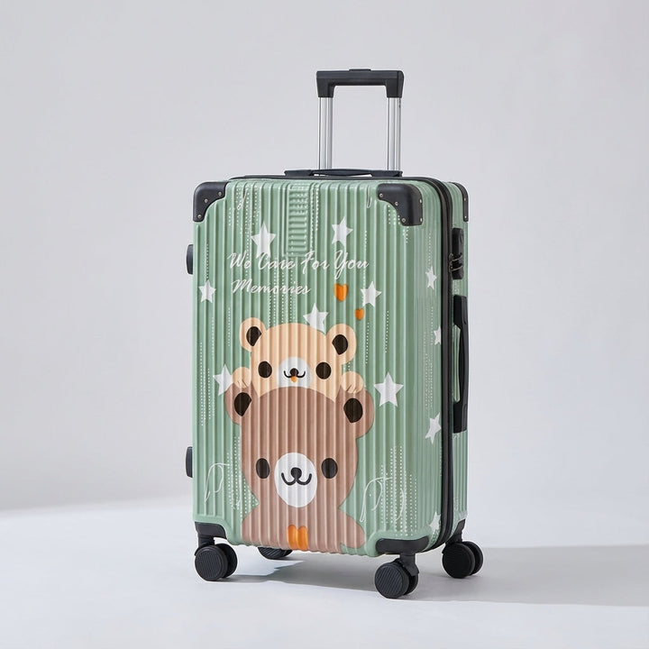 Duurzame harde reiskoffer met trendy print, voorzien van veilig slot en soepele wielen.