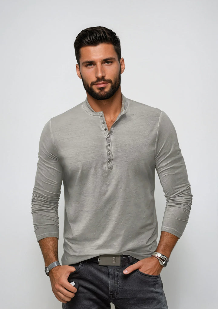 "Henley shirt voor heren met lange mouwen, regular fit, tijdloos design in zachte stof met stijlvolle halslijn, veelzijdig in