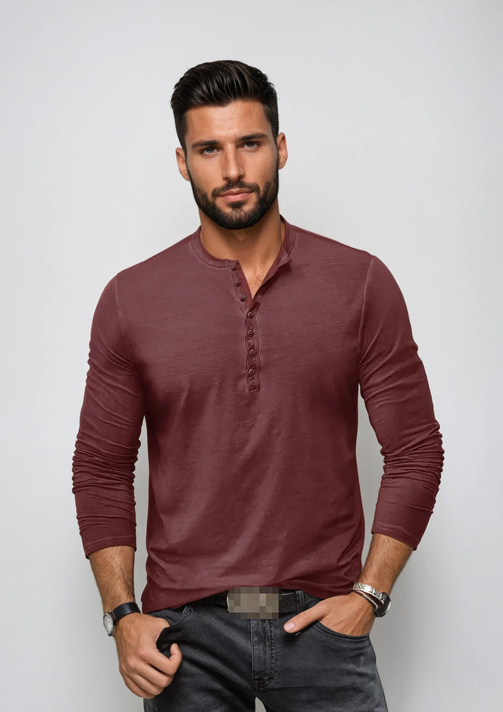 "Henley shirt voor heren met lange mouwen, regular fit, tijdloos design in zachte stof met stijlvolle halslijn, veelzijdig in