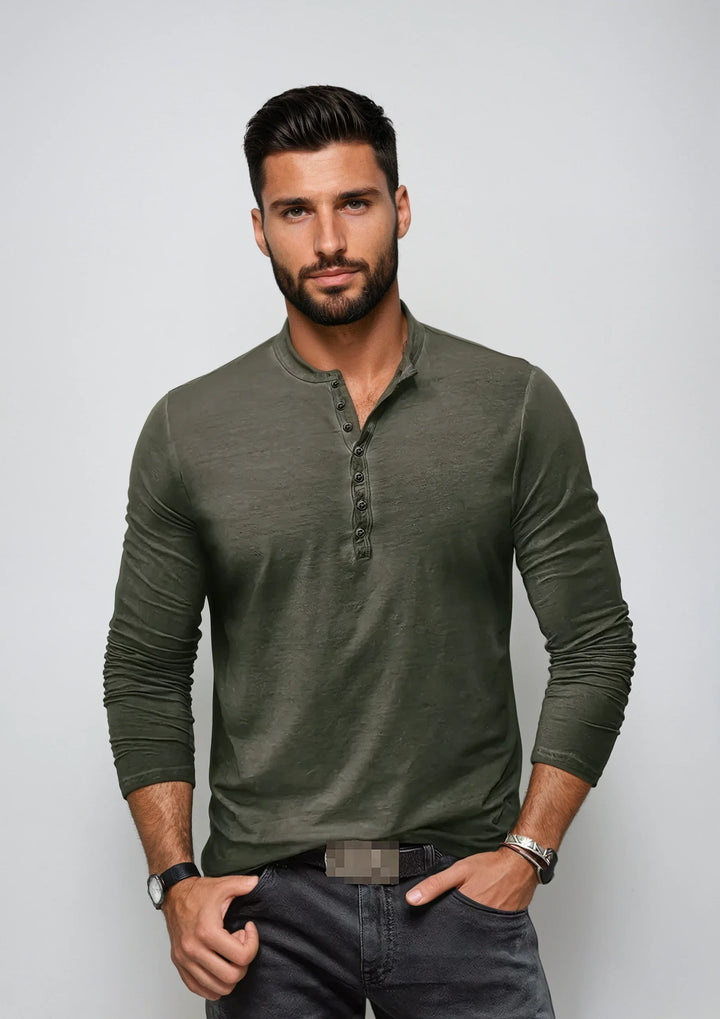 "Henley shirt voor heren met lange mouwen, regular fit, tijdloos design in zachte stof met stijlvolle halslijn, veelzijdig in