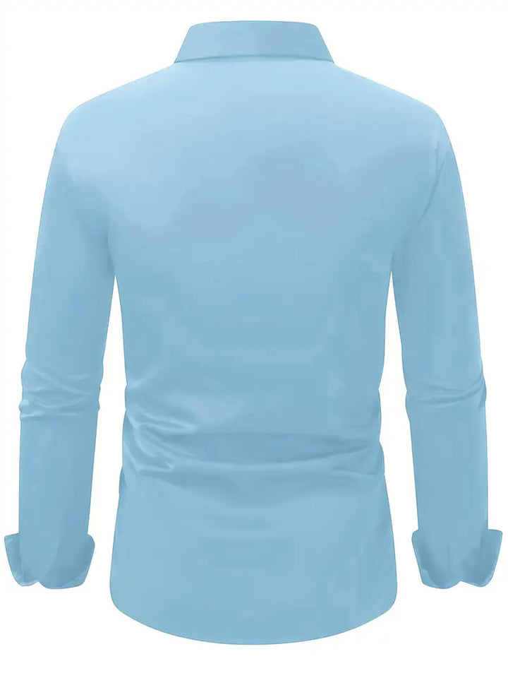 Ademend herenoverhemd, lange mouw, voor een frisse look; ideaal voor zomer en lente.