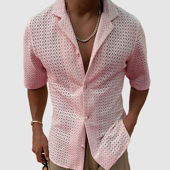 Heren zomer overhemd met korte mouwen, ademend en casual, ideaal voor een relaxte vakantie look.