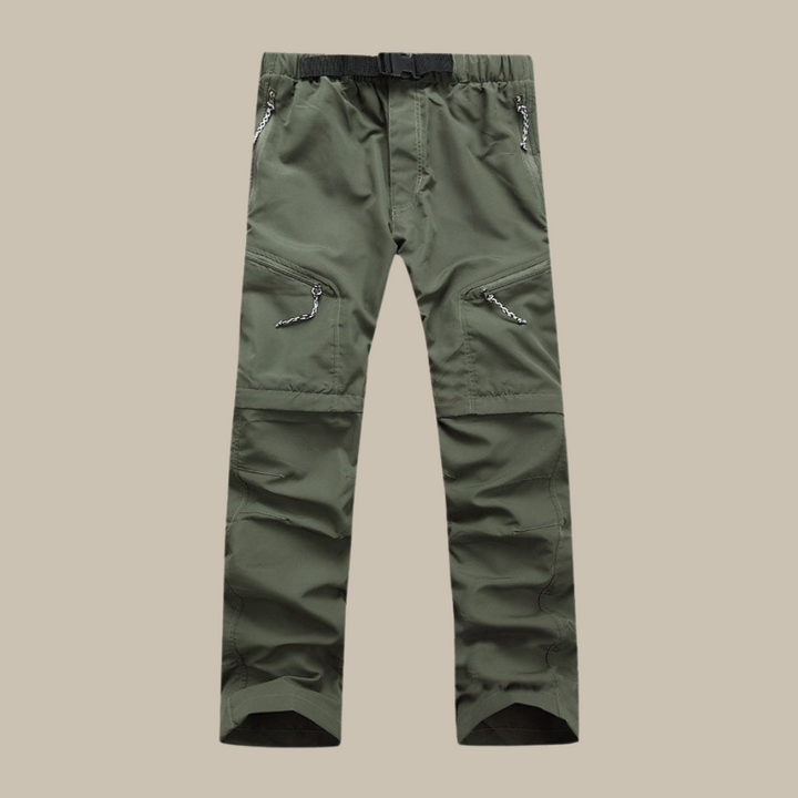 Veelzijdige heren outdoorbroek in zwart; afritsbaar voor snelle aanpassing tijdens trekking.