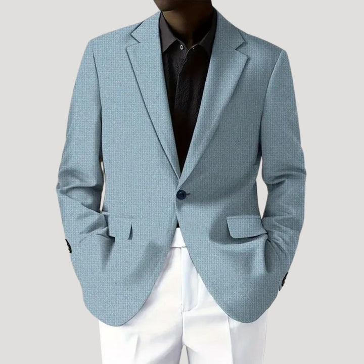 Tijdloze getailleerde heren blazer, perfect voor zakelijke kleding en een comfortabele kantooroutfit.
