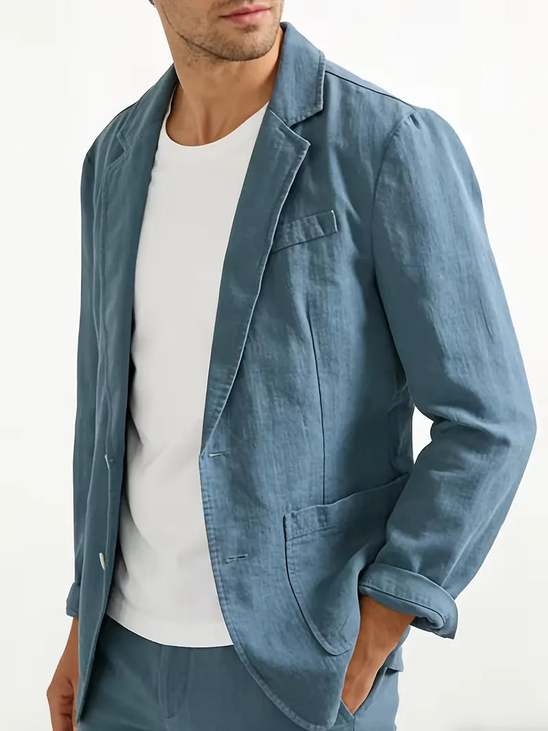 Heren blazer met stijlvolle notched revers voor een smart casual lente/zomer look. Perfect voor herenmode.