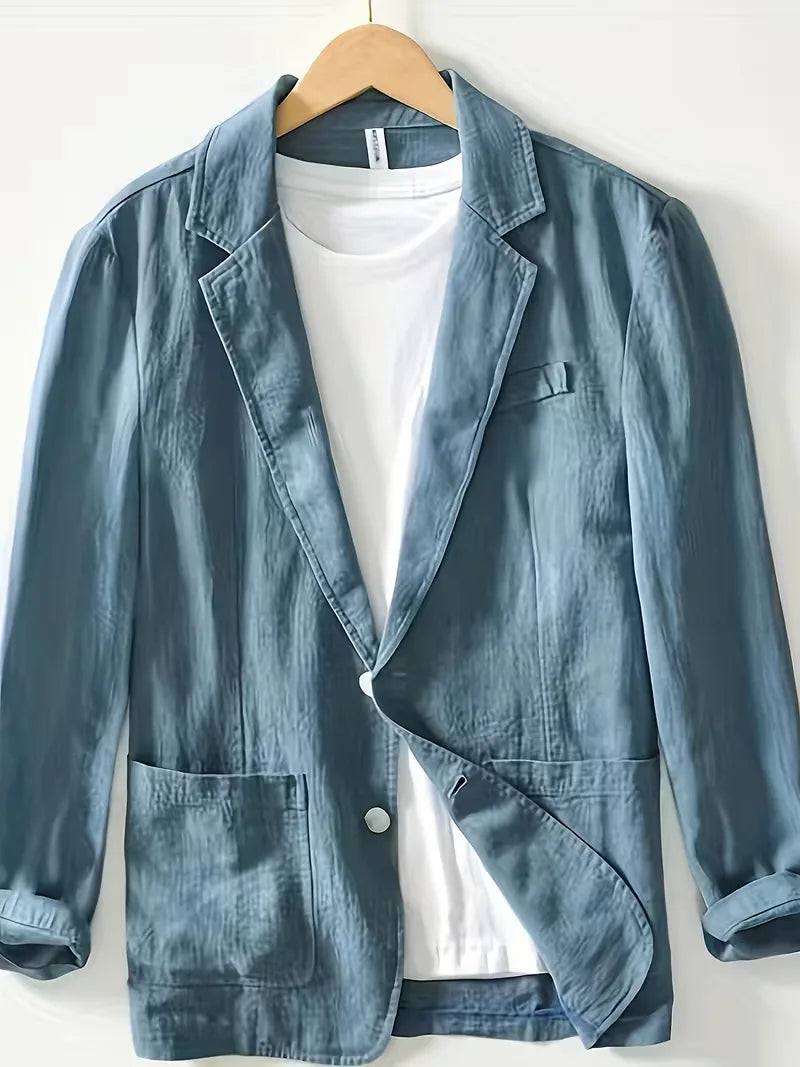Lichte herenblazer, ideaal voor lente en zomer, met klassieke notched revers. Stijlvolle smart casual blazer.