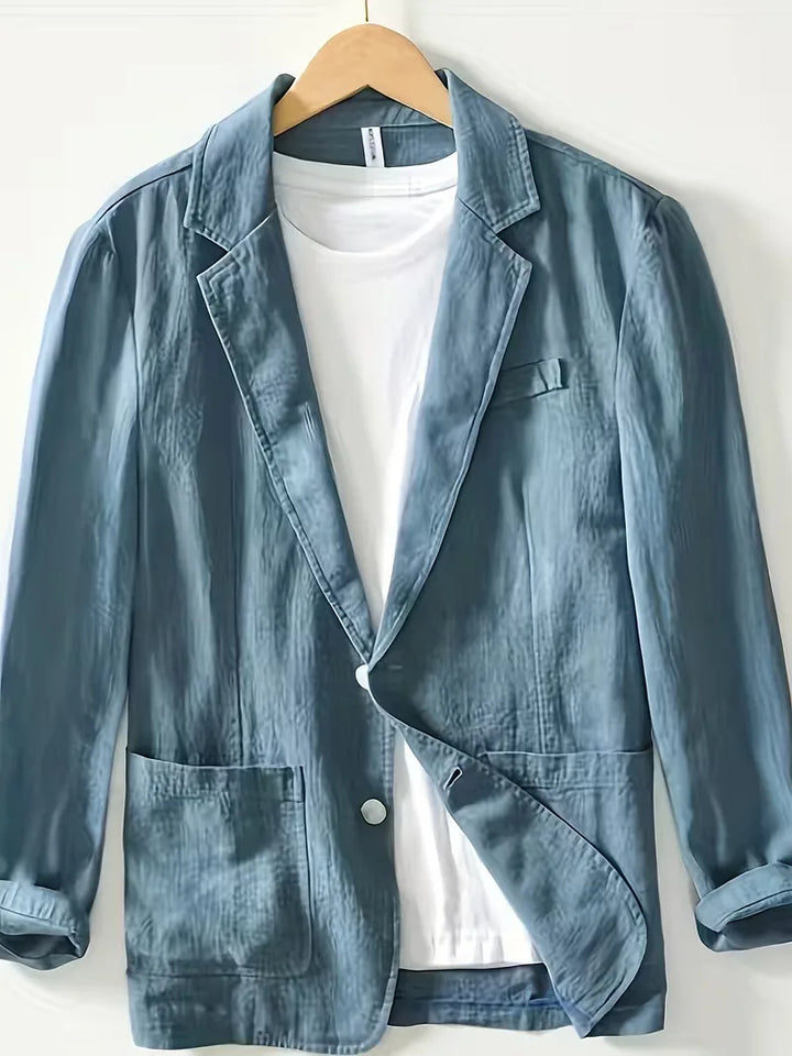 Lichte herenblazer, ideaal voor lente en zomer, met klassieke notched revers. Stijlvolle smart casual blazer.