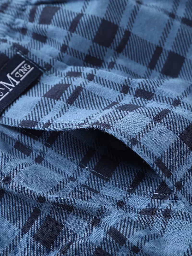 Close-up van de elastische tailleband van de heren boxershort, garandeert een comfortabele pasvorm.