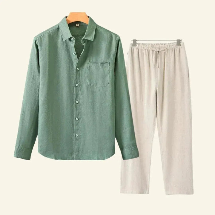 Heren broek & blouse set, stijlvol & comfortabel voor elk seizoen, casual herenmode.