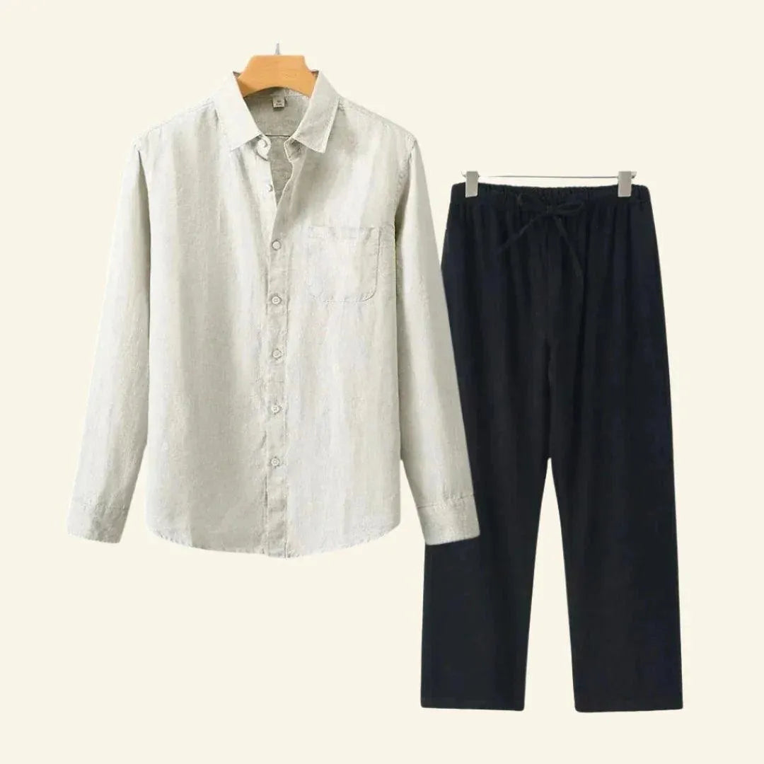 Heren broek & blouse set, een essentieel basisstuk voor een casual en comfortabele garderobe.