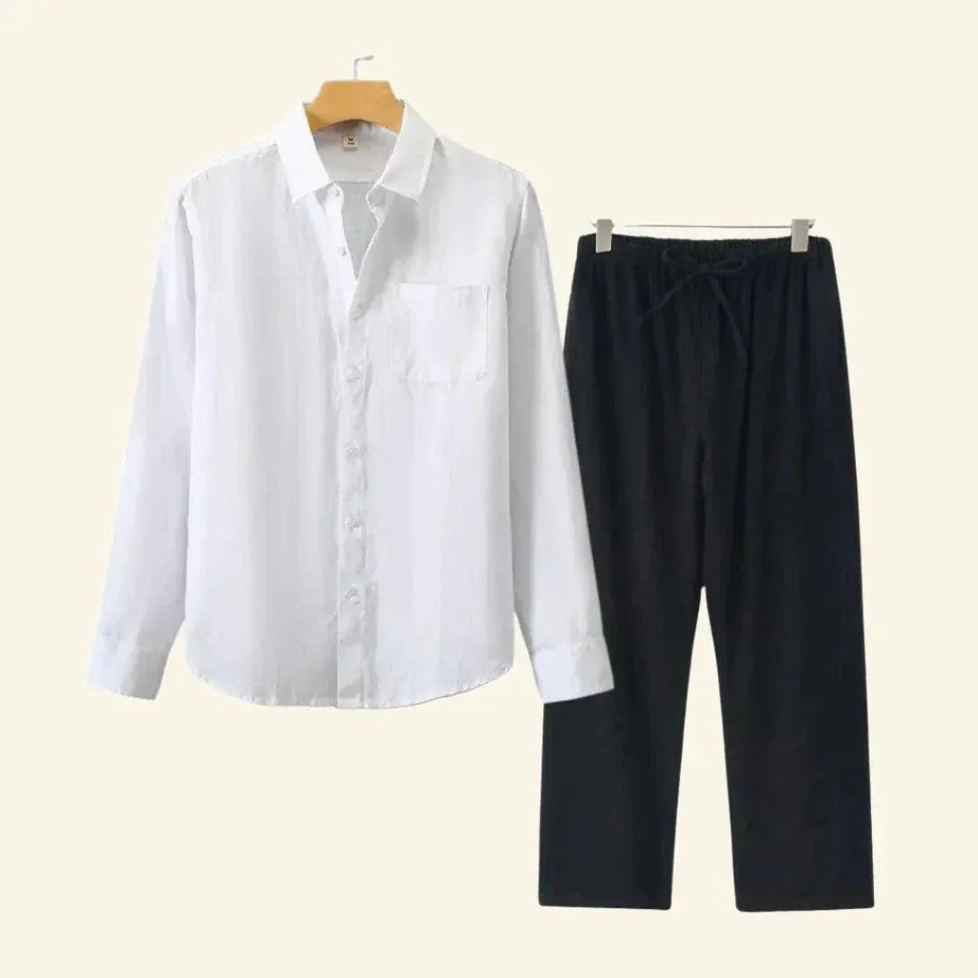 Casual herenbroek, onderdeel van de comfortabele en veelzijdige broek & blouse set.
