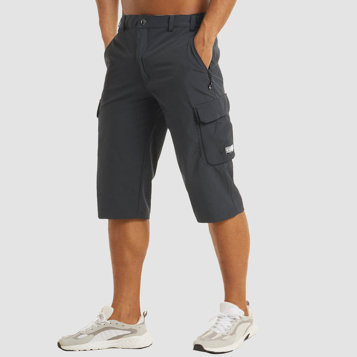 Zwarte heren cargo shorts met ritszakken, sneldrogend en comfortabel, ideaal voor dagelijks gebruik en avontuur.