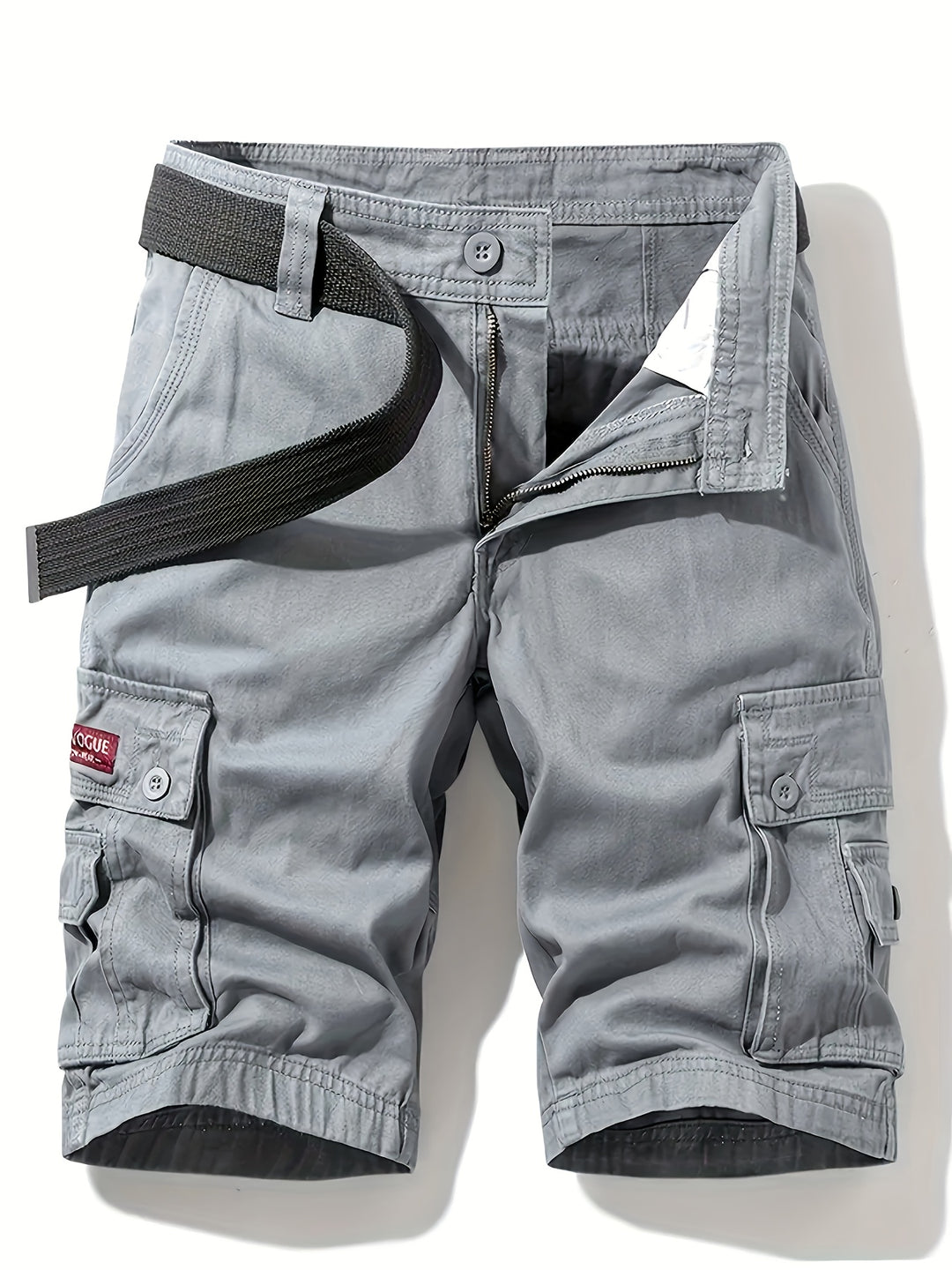 "Heren cargo shorts voorkant met klassiek design, zomers katoen, meerdere zakken, taille trekkoord voor comfort en stijl."
