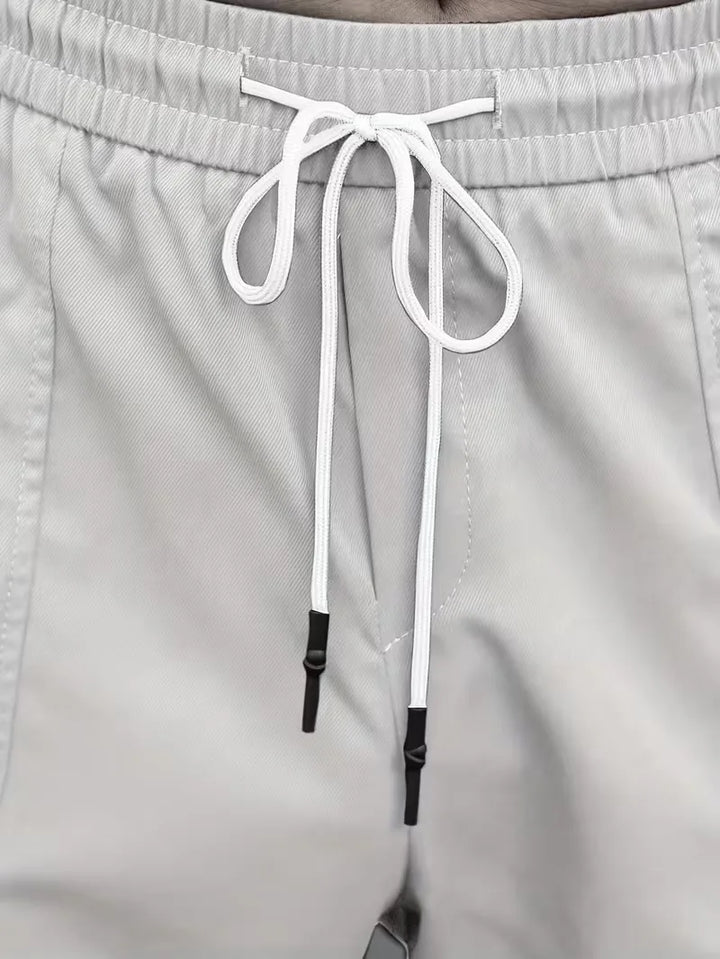 Heren cargobroek voor ultiem comfort, elastische tailleband, rechte pijp, casual lente/herfst.