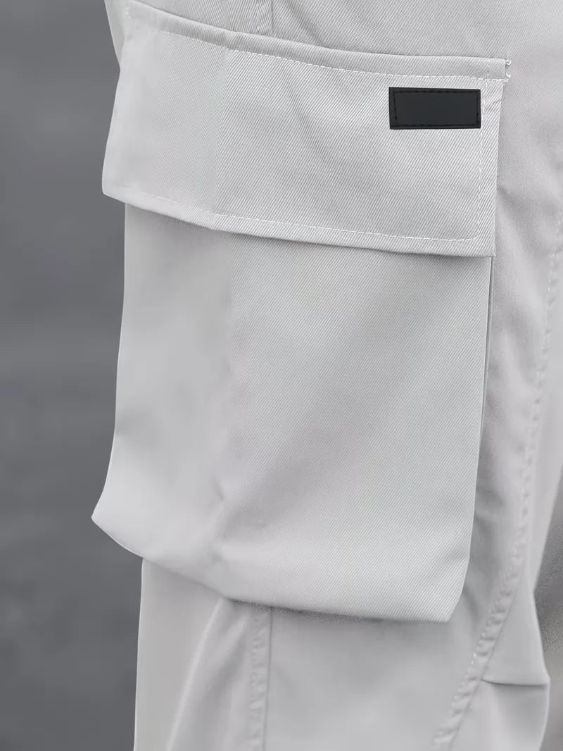 Lichte heren cargobroek, elastische tailleband, casual stijl, perfect voor lente dagen.