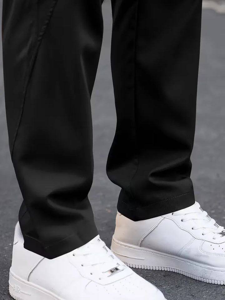 Streetwear cargobroek heren, rechte pijp, elastische tailleband, trendy en comfortabel.
