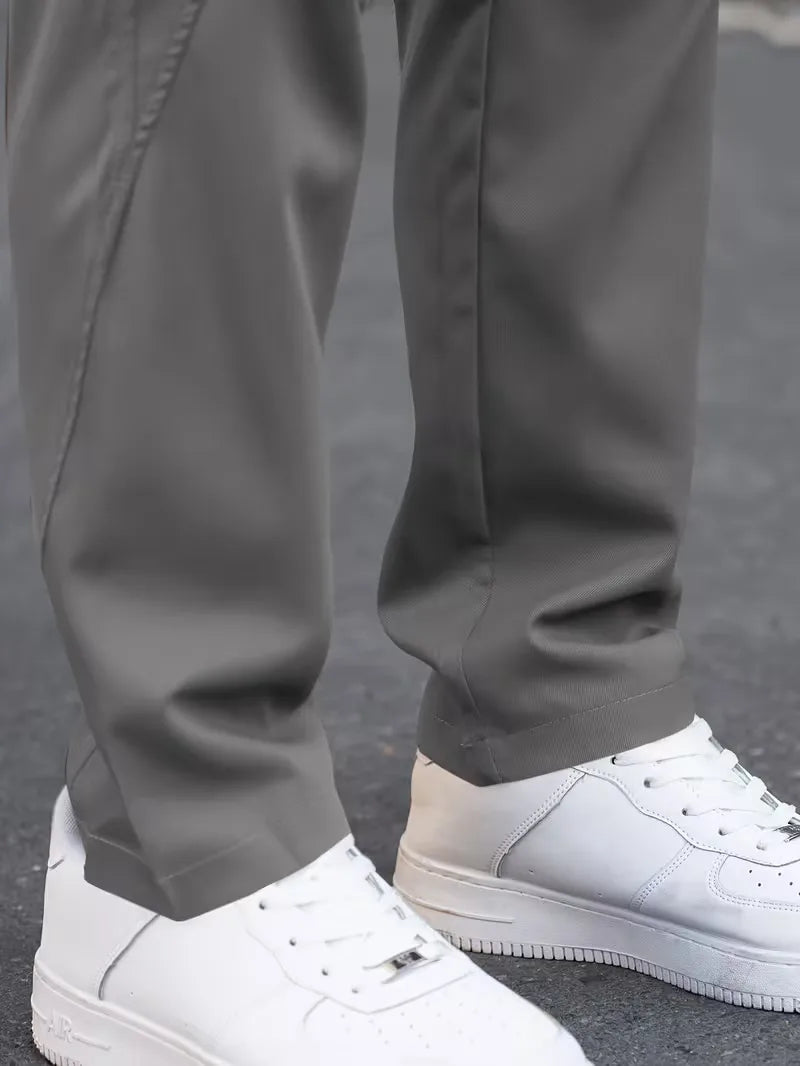 Heren cargobroek met elastische tailleband, rechte pijp, comfortabel en trendy voor streetwear.