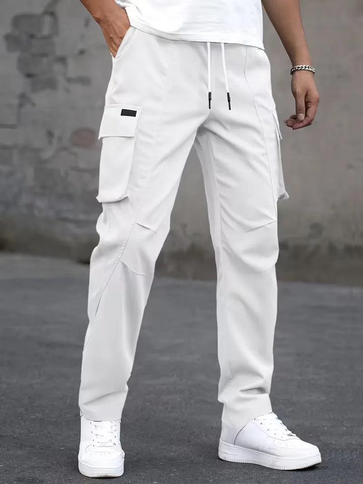 Heren cargobroek, elastische taille, rechte pijp, casual, ideaal voor een relaxte look.