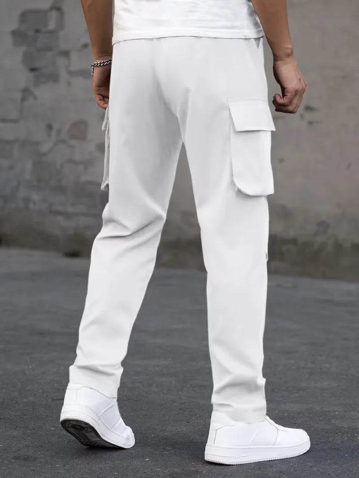 Stijlvolle heren cargobroek, comfortabele elastische taille, rechte pijp, perfect voor de stad.