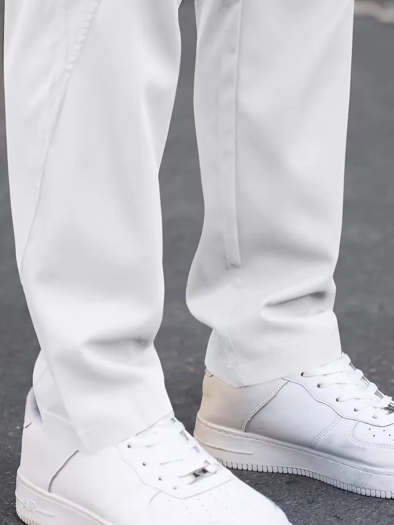 Trendy heren cargobroek met elastische tailleband, rechte pijp, ideaal voor casual streetwear.