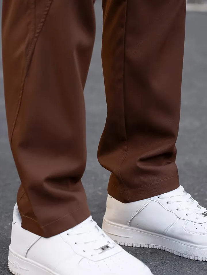 Casual herenbroek cargomodel, elastische tailleband, comfortabel voor dagelijks gebruik lente/herfst.