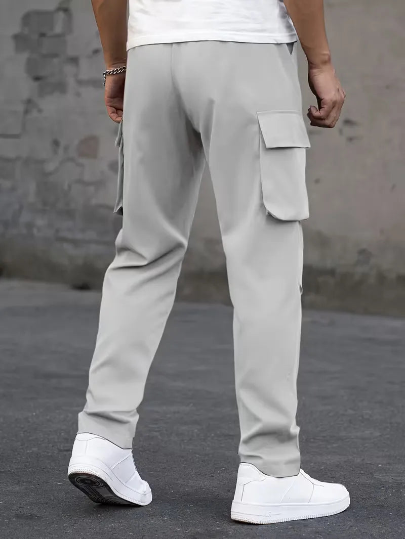 Veelzijdige heren cargobroek, casual, elastische tailleband, ideaal voor lente en herfst.