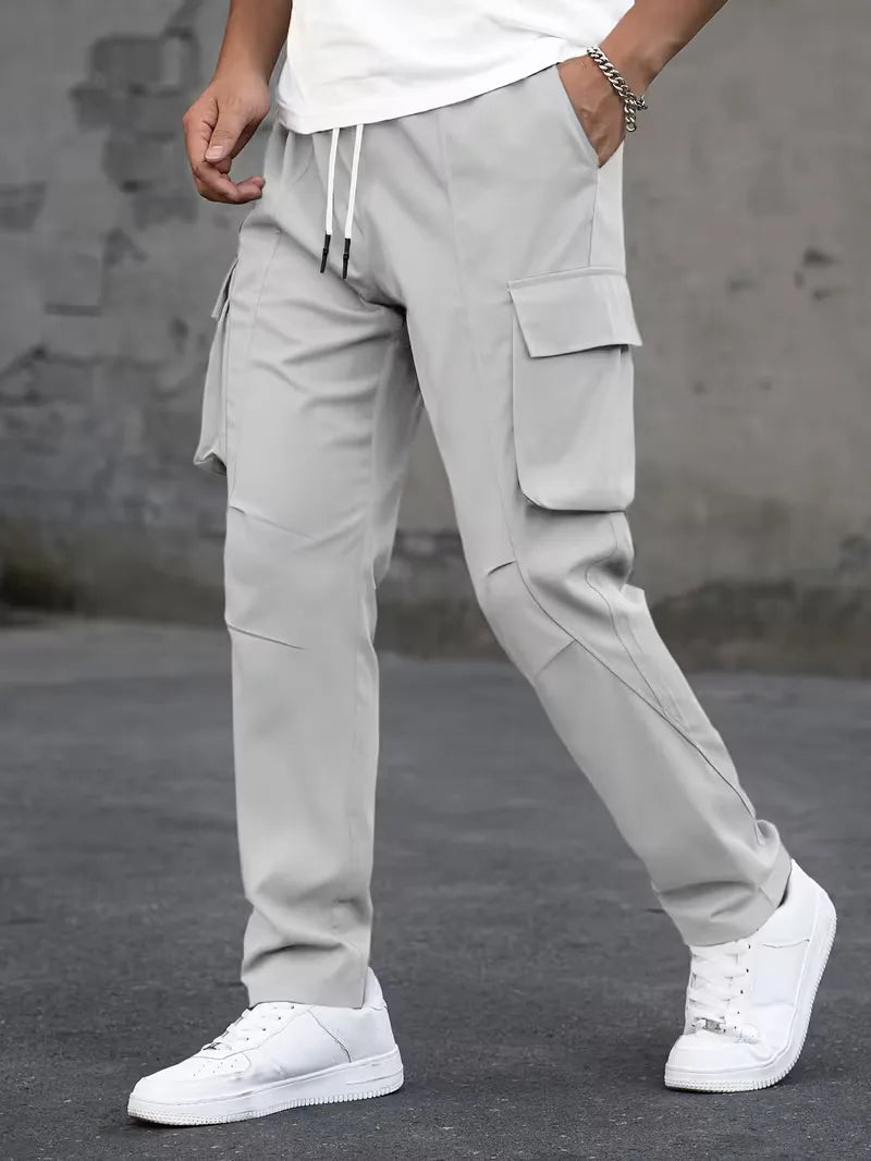 Streetwear heren cargobroek, comfortabel, rechte pijp, elastische tailleband, moderne stijl.