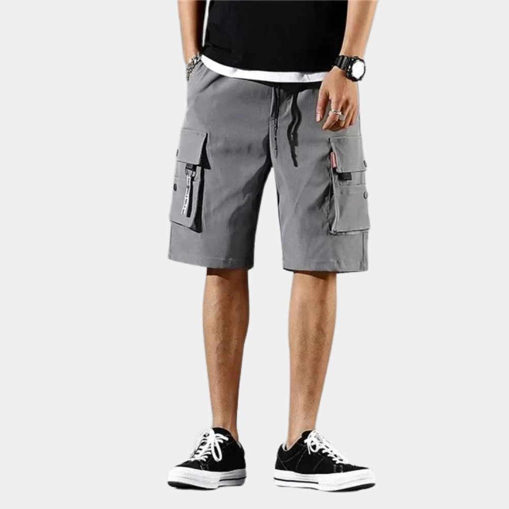 Casual heren cargoshorts in grijs katoen, comfortabel en functioneel met meerdere zakken.