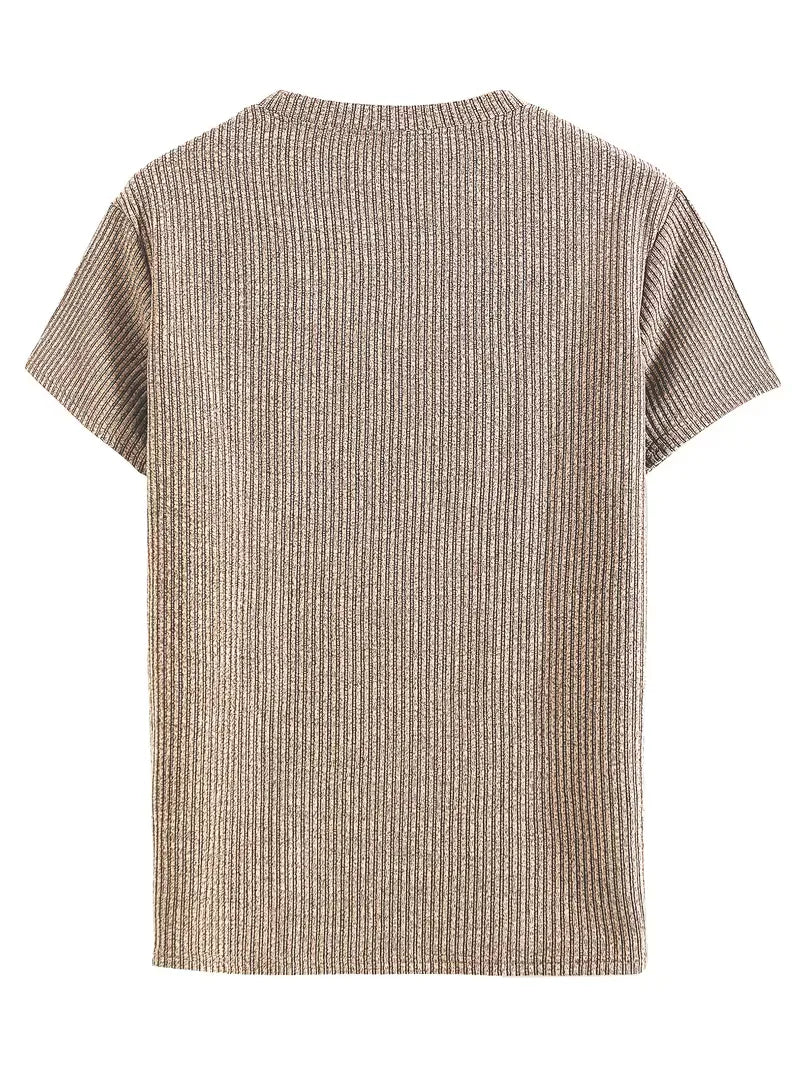 Comfortabel jacquard T-shirt voor heren, ronde hals. Korte mouwen, veelzijdig en stijlvol voor casual gebruik.