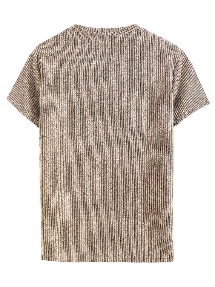 Comfortabel jacquard T-shirt voor heren, ronde hals. Korte mouwen, veelzijdig en stijlvol voor casual gebruik.