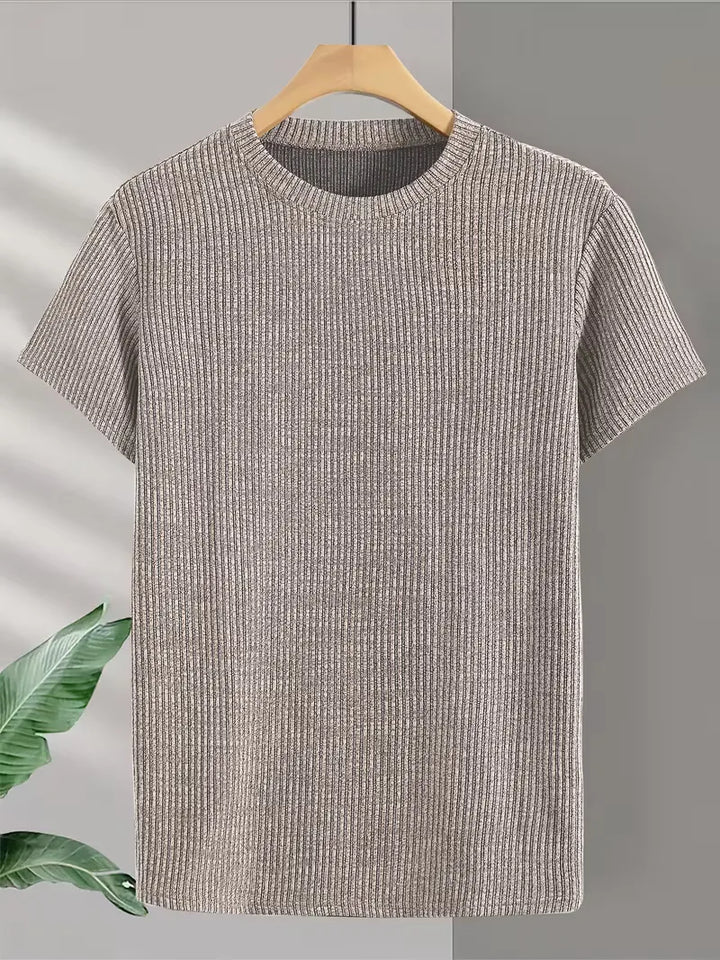 Modieus heren jacquard T-shirt, ronde hals. Geschikt als lentekleding en zomerkleding, zeer veelzijdig.