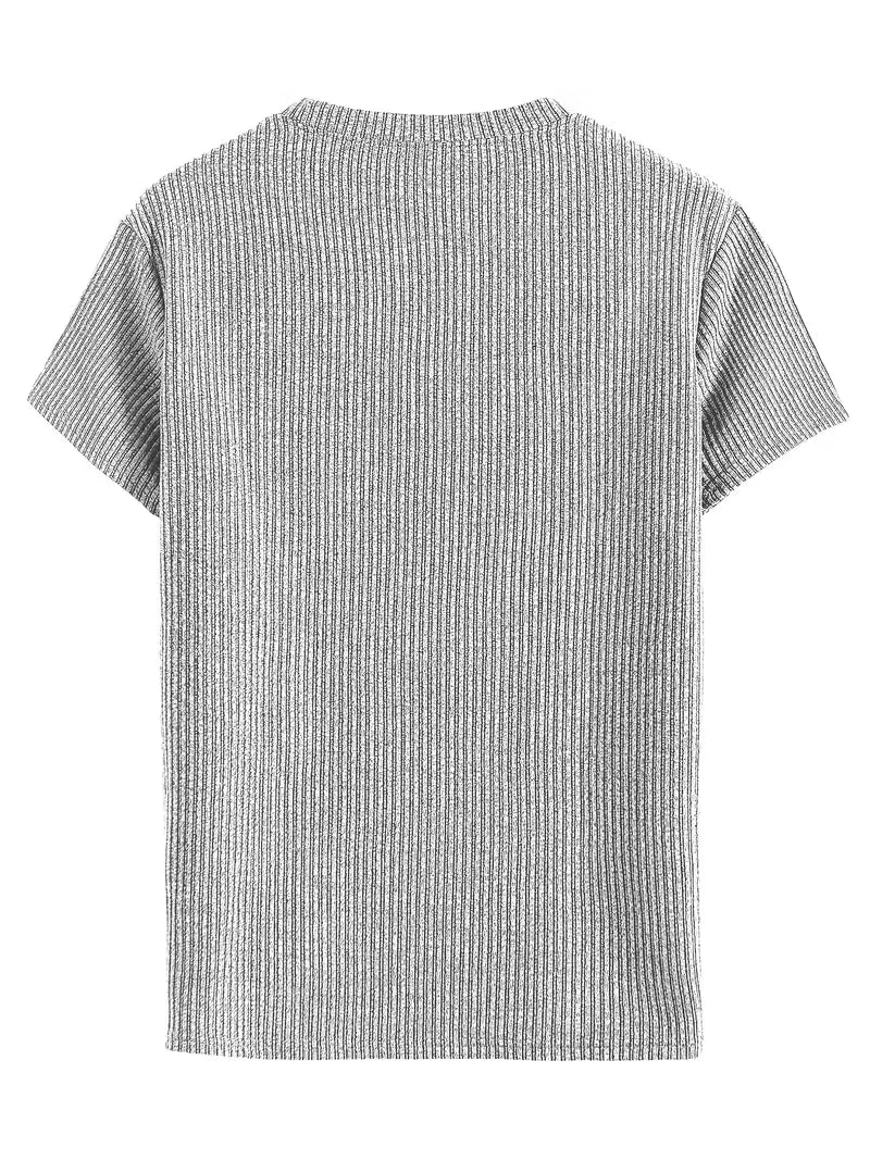 Stijlvol jacquard T-shirt voor heren, ronde hals. Perfecte regular fit voor casual zomerkleding.