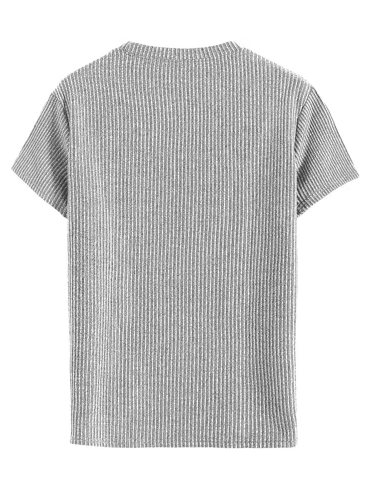 Stijlvol jacquard T-shirt voor heren, ronde hals. Perfecte regular fit voor casual zomerkleding.