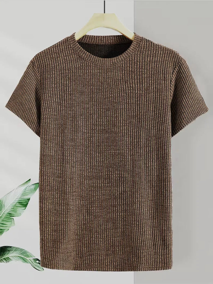Lente/zomer heren T-shirt, jacquard, ronde hals. Een stijlvolle en comfortabele keuze voor elke dag.