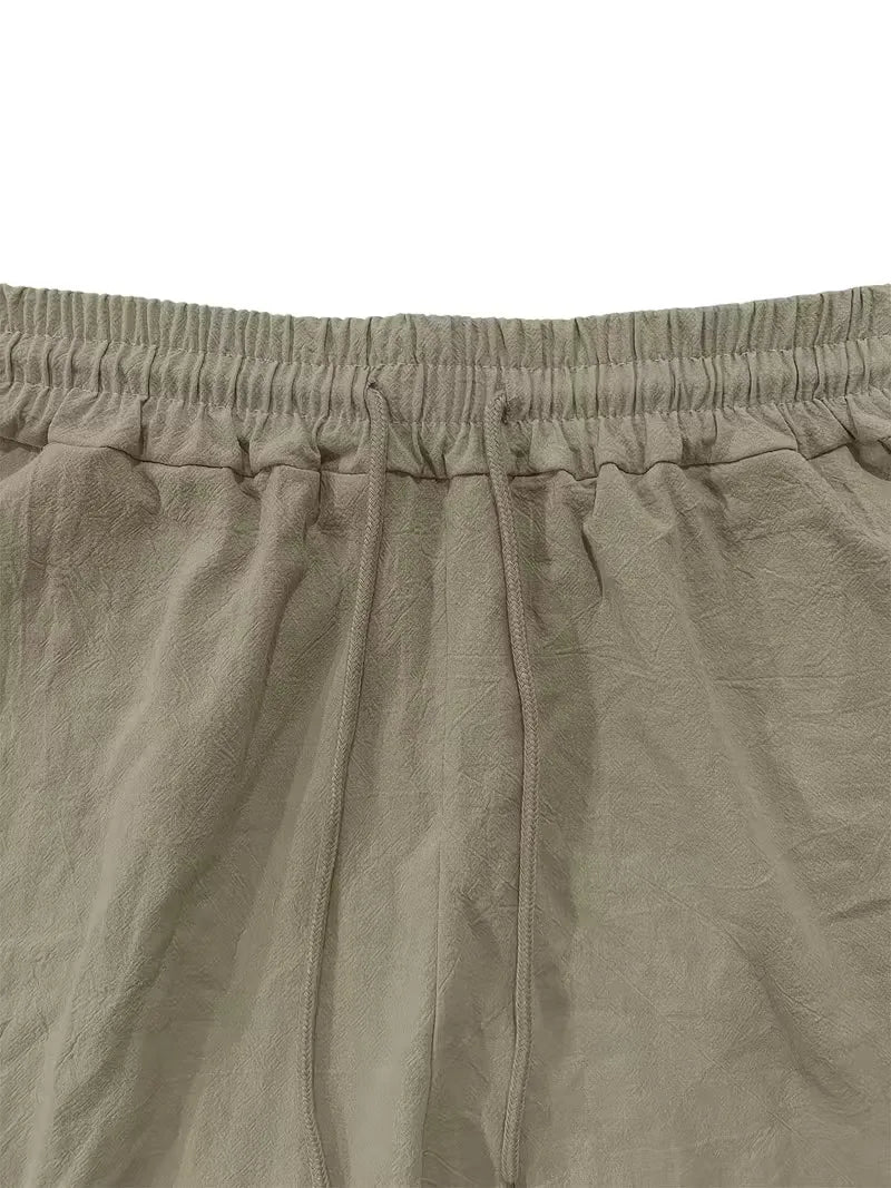 Witte casual heren korte mouw overhemd set met V-hals, perfect voor een frisse zomerlook.