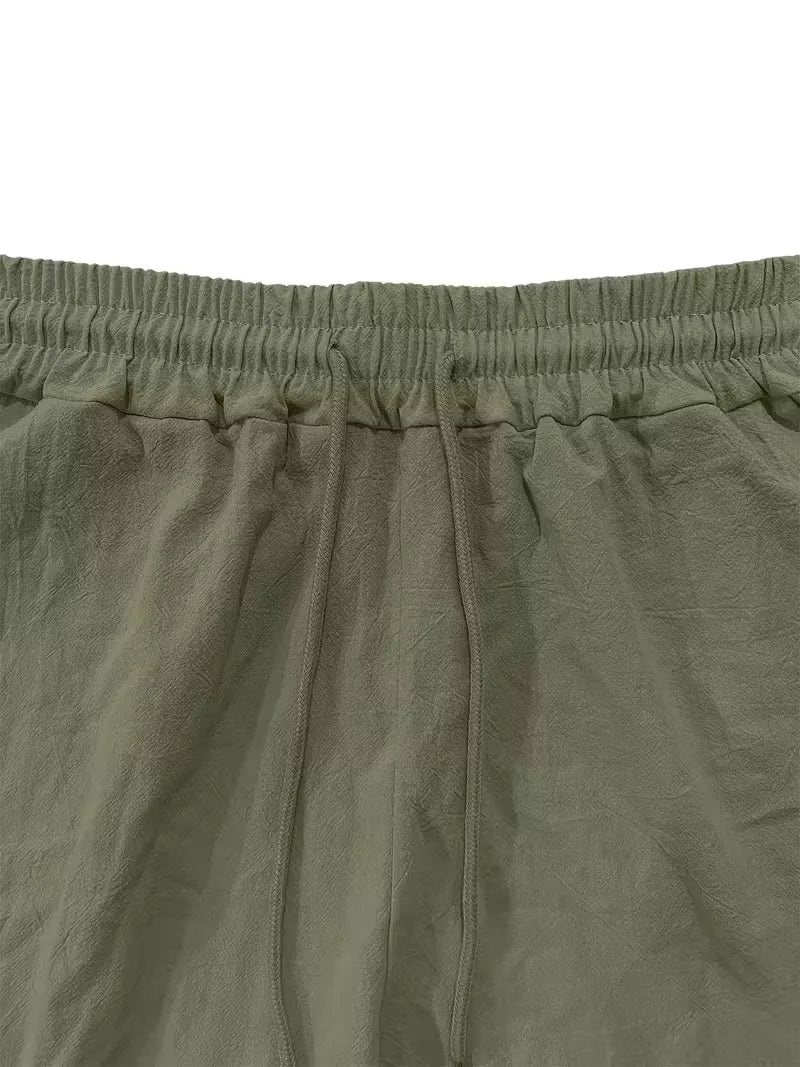 Comfortabele casual heren V-hals overhemd set met korte mouwen, perfect voor warme dagen.