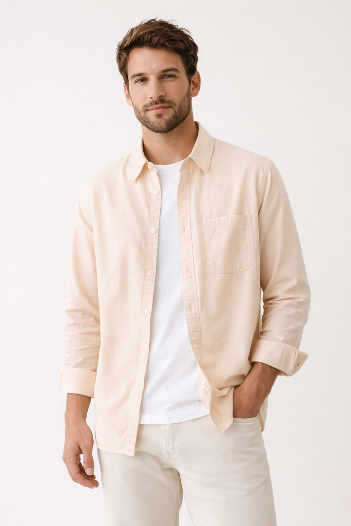 Heren casual overhemd met lange mouwen, losvallend, ideaal voor zomerkleding en modieuze herenmode.