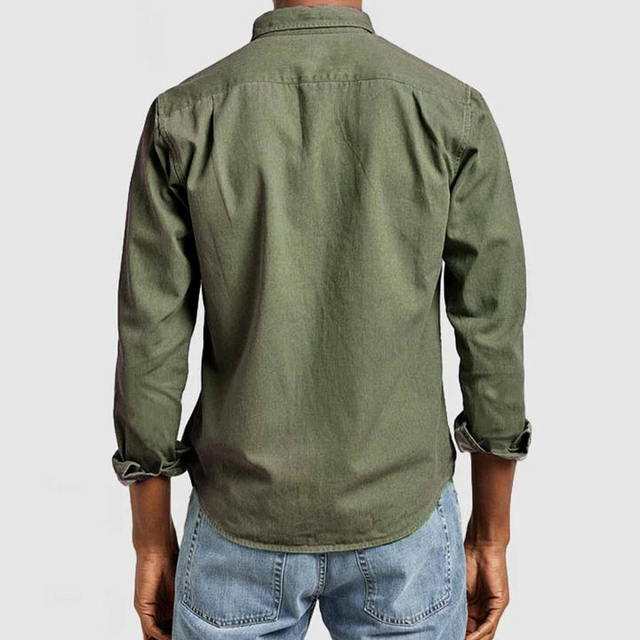Heren business casual overhemd, gestyled met blazer, geschikt voor kantoor, meetings en formele casuals.