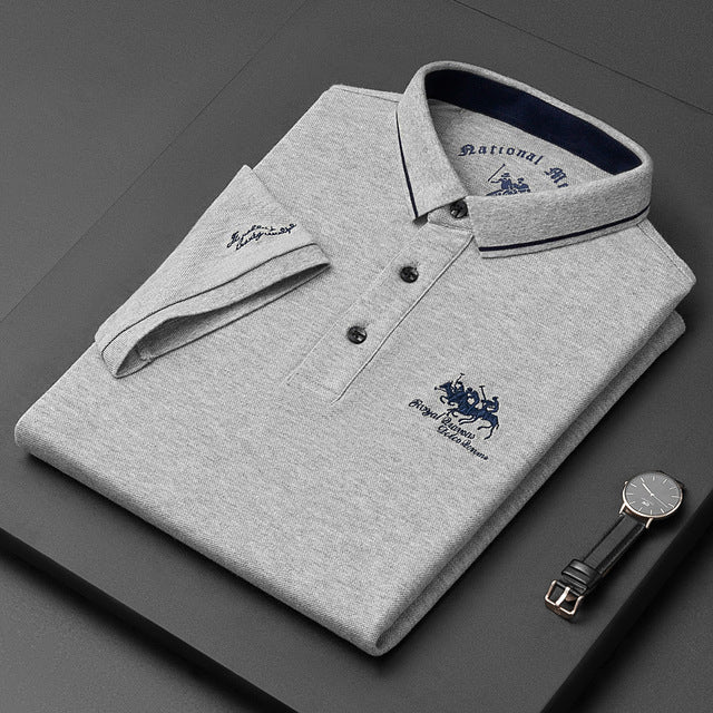 Heren casual polo shirt met korte mouwen in een trendy kleur, perfect voor dagelijks gebruik.