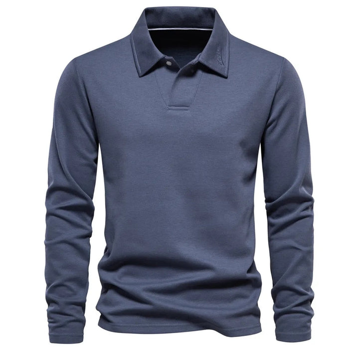 Heren casual poloshirt met lange mouwen in levendig groen, ideaal voor comfortabele herenmode.