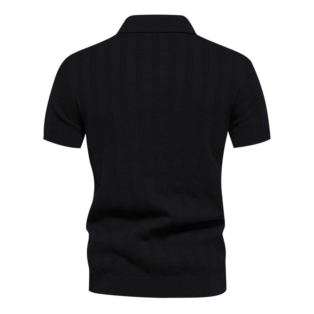 Veelzijdig heren casual poloshirt met unieke lijn details, ideaal voor een stijlvolle herfst/winter garderobe.