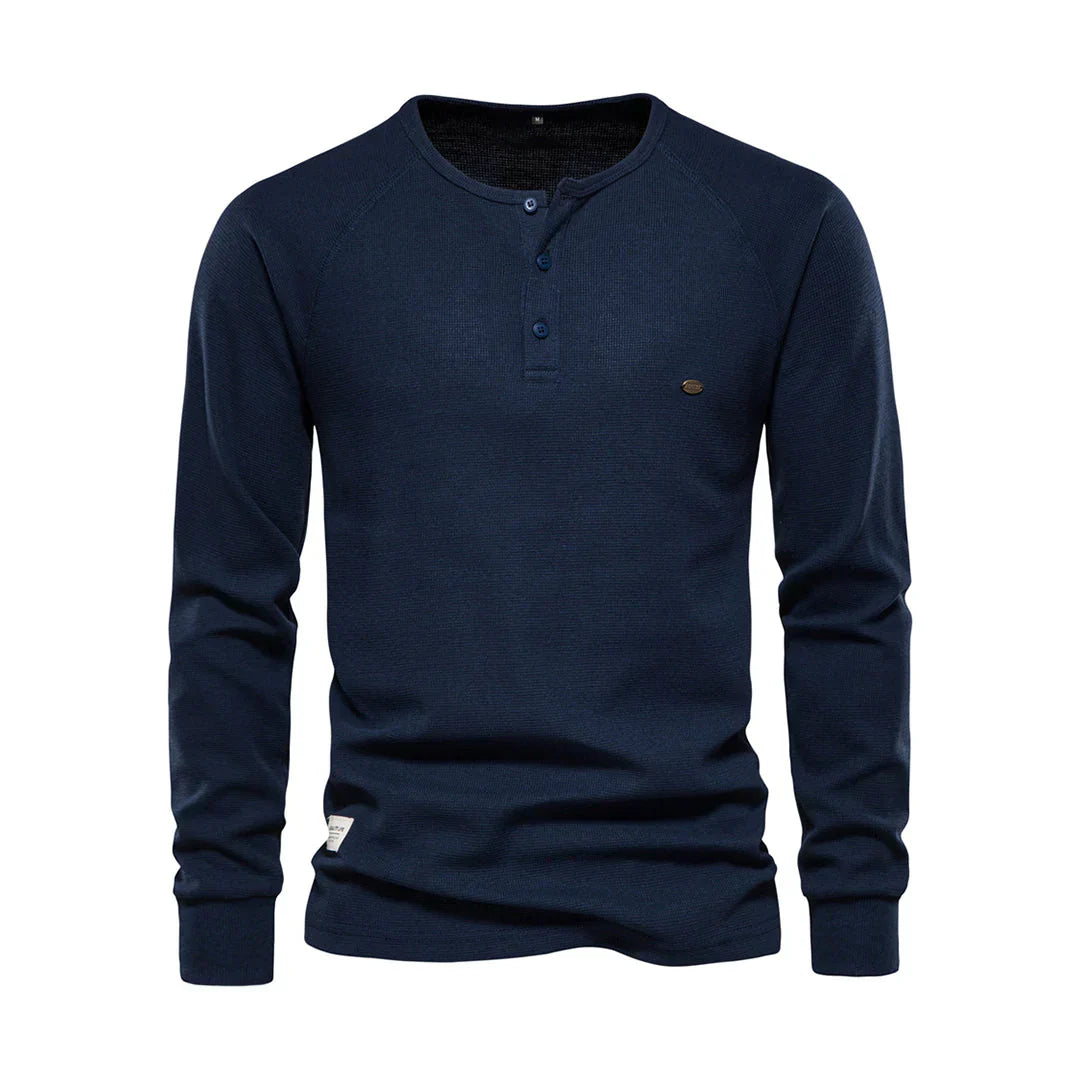 Heren casual shirt met lange mouwen en ronde hals, ideaal voor dagelijks comfort