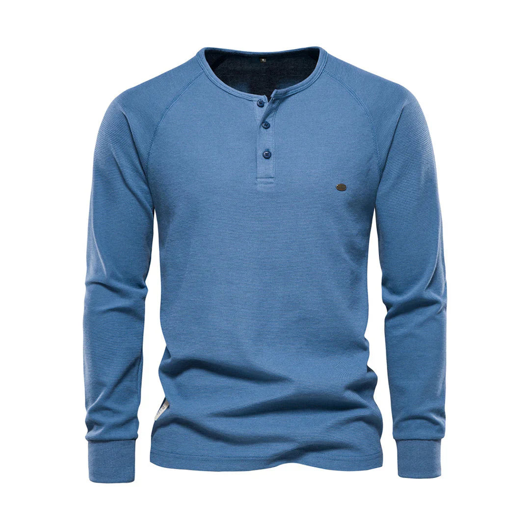 Heren shirt lange mouwen met ronde hals in effen kleur, basis herenkleding stuk