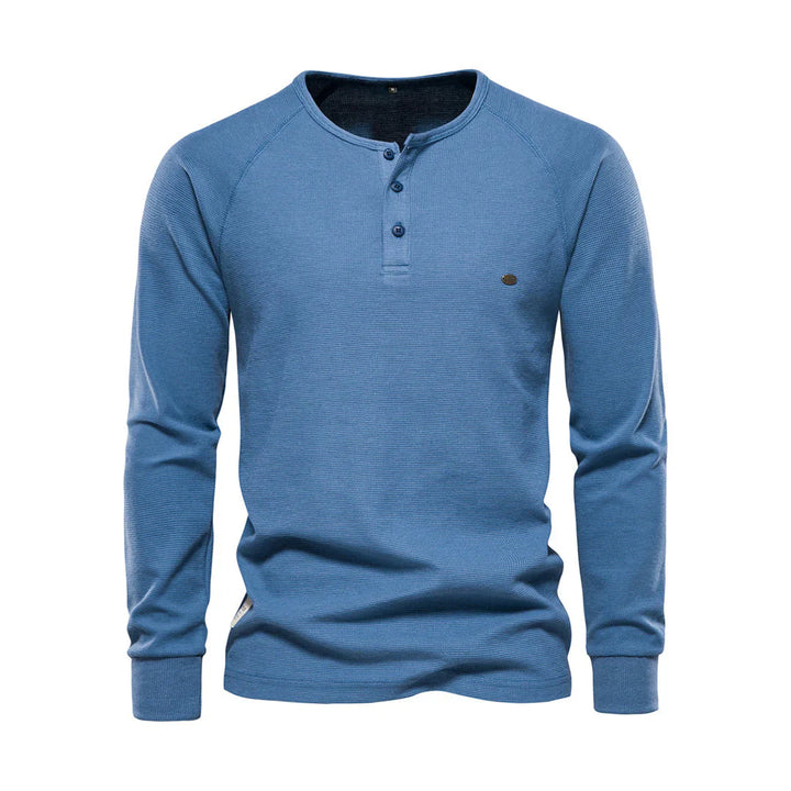 Heren shirt lange mouwen met ronde hals in effen kleur, basis herenkleding stuk