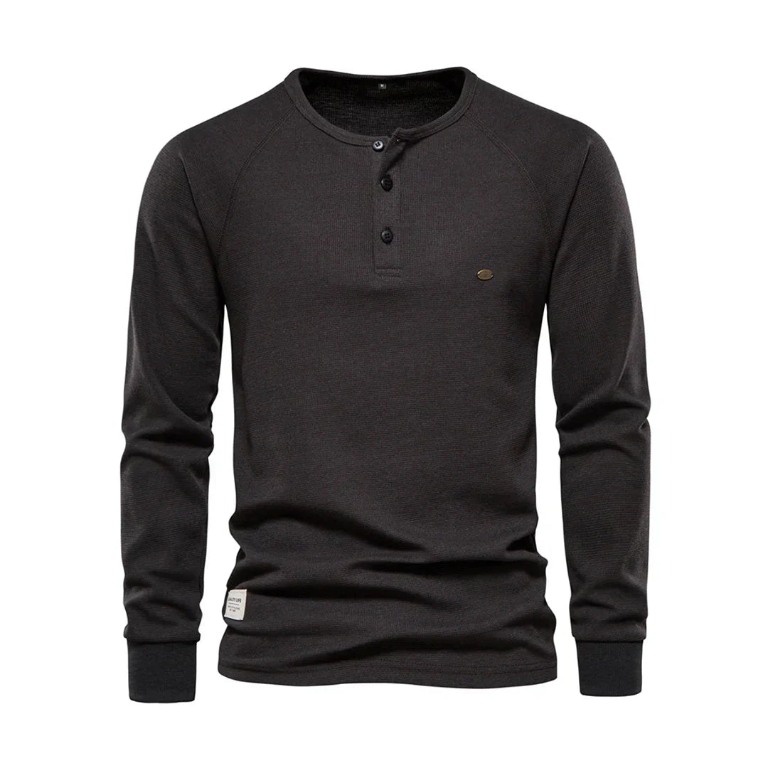 Casual heren shirt met lange mouwen en ronde hals, geschikt voor diverse gelegenheden
