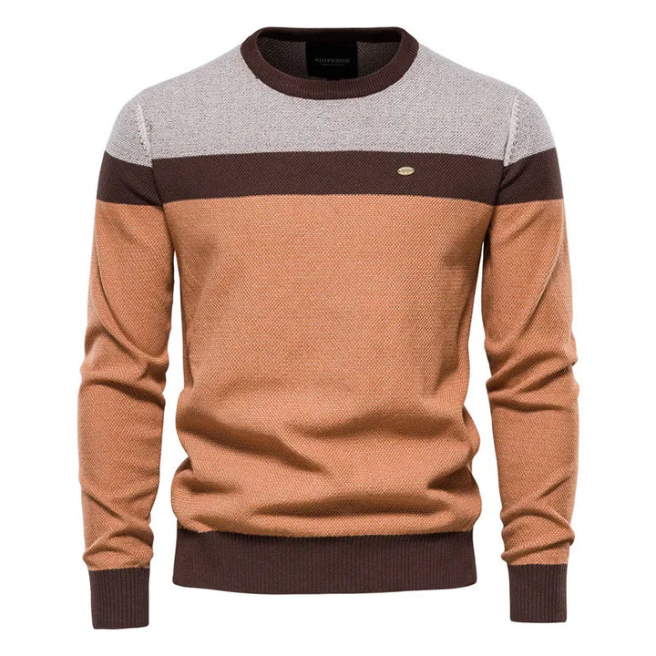 Moderne slim fit herentrui met ronde hals, comfortabel en veelzijdig kleurblok design.
