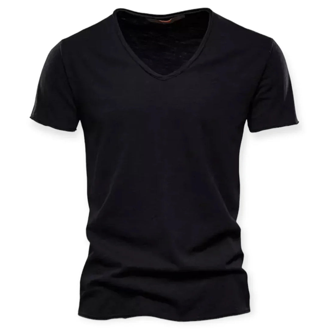 Heren casual v-hals T-shirt in grijs, ademend en comfortabel voor dagelijks gebruik.