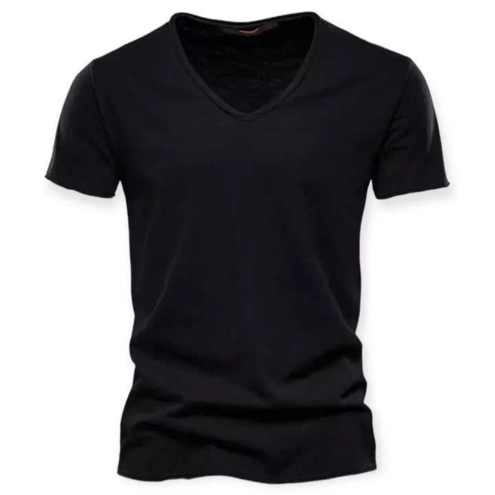 Heren casual v-hals T-shirt in grijs, ademend en comfortabel voor dagelijks gebruik.